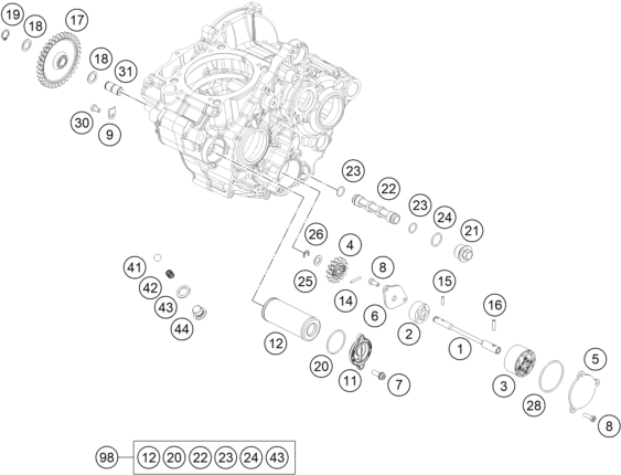 Sprängskiss: Lubricating System – KTM 350 XCF-W 2020