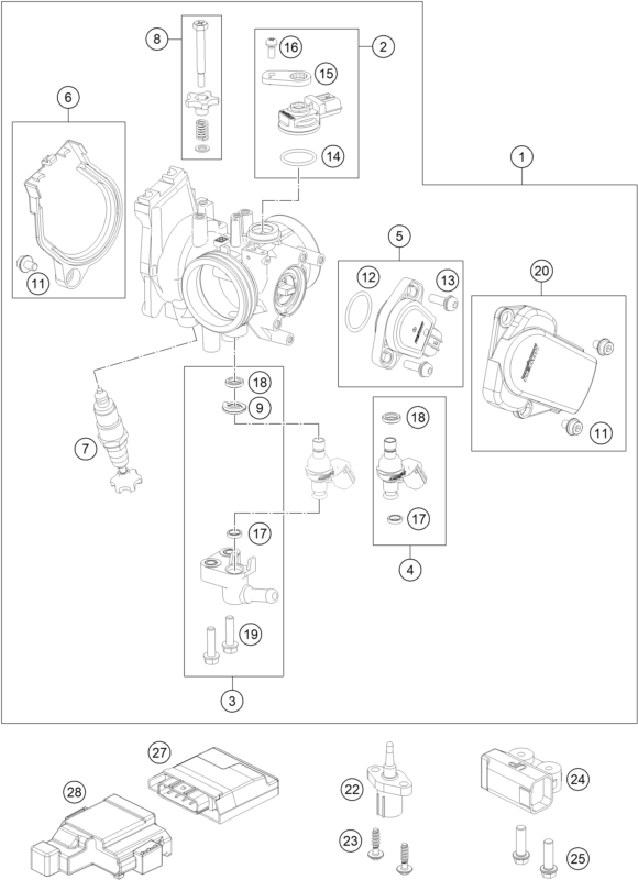 Sprängskiss: Throttle Body – KTM 250 EXC-F Six Days 2020
