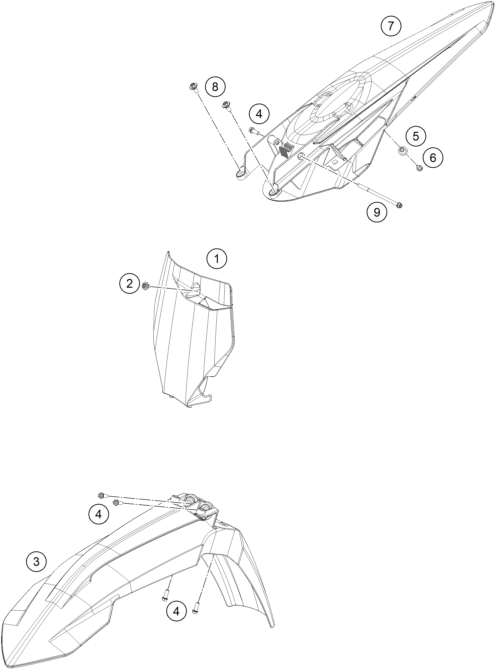 Sprängskiss: Mask, Fenders – KTM 450 SMR 2021
