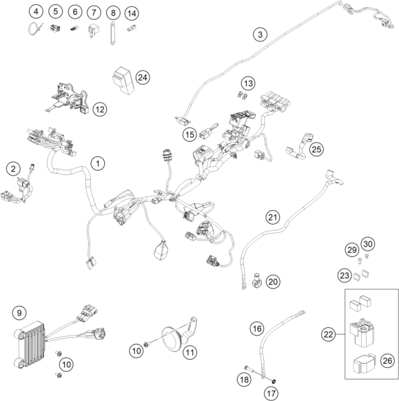Sprängskiss: Wiring Harness – KTM 500 EXC-F Six Days 2020