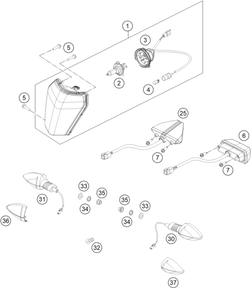 Sprängskiss: Lighting System – KTM 500 EXC-F Six Days 2020