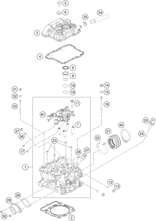 Sprängskiss: Cylinder Head – KTM 350 EXC-F Six Days 2020