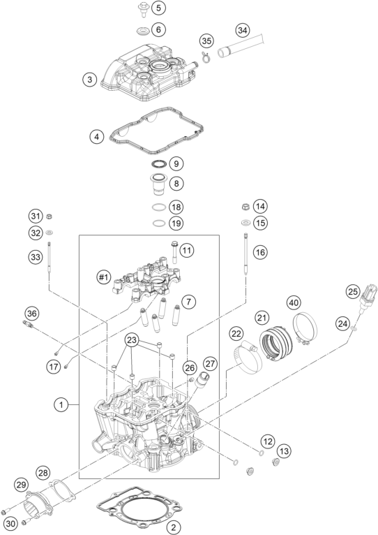 Sprängskiss: Cylinder Head – KTM 350 XCF-W 2020