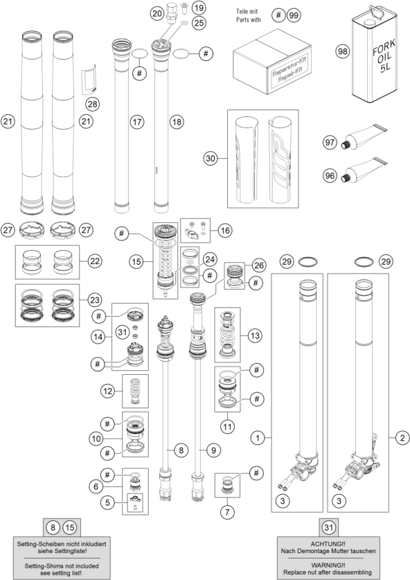 Sprängskiss: Front Fork Disassembled – KTM 150 SX 2022