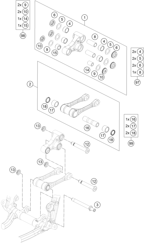 Sprängskiss: Pro Lever Linking – KTM 150 SX 2022
