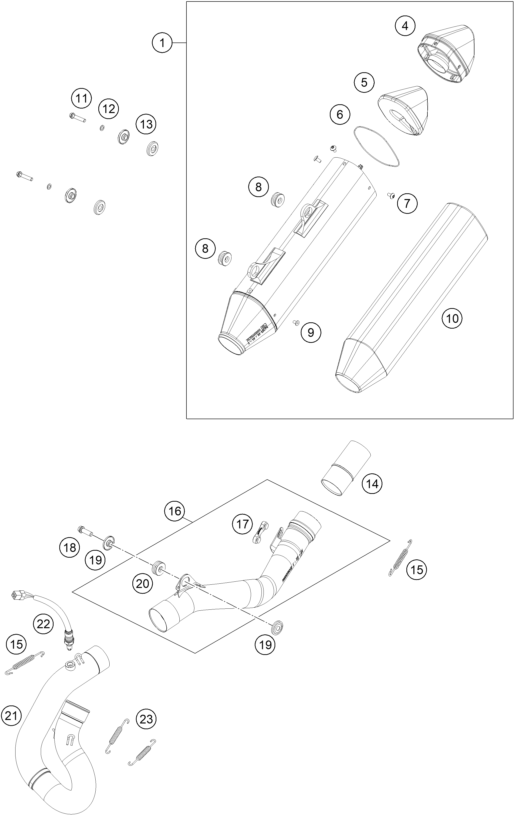 Sprängskiss: Exhaust System – KTM 450 EXC-F SIX DAYS 2021