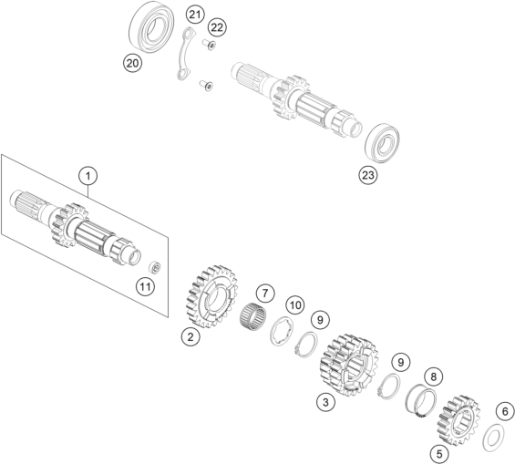 Sprängskiss: Transmission I - Main Shaft – KTM 450 SMR 2021
