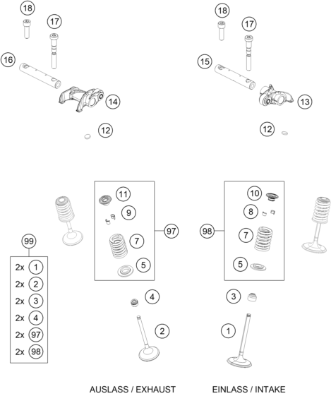 Sprängskiss: Valve Drive – KTM 500 XCF-W 2020