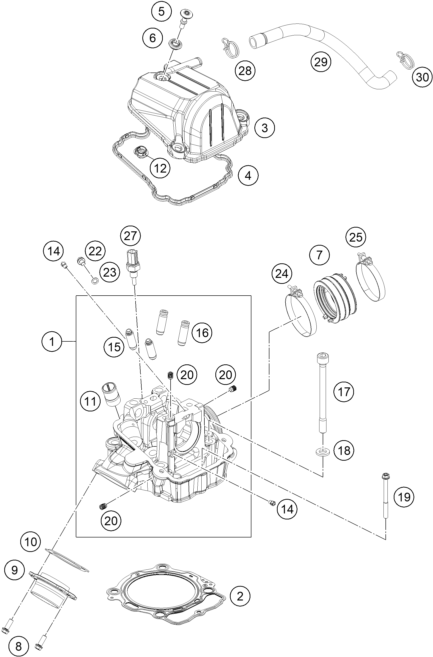 Sprängskiss: Cylinder Head – KTM 450 EXC-F SIX DAYS 2021