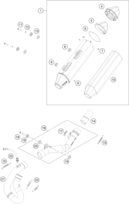 Sprängskiss: Exhaust System – KTM 500 EXC-F 2021