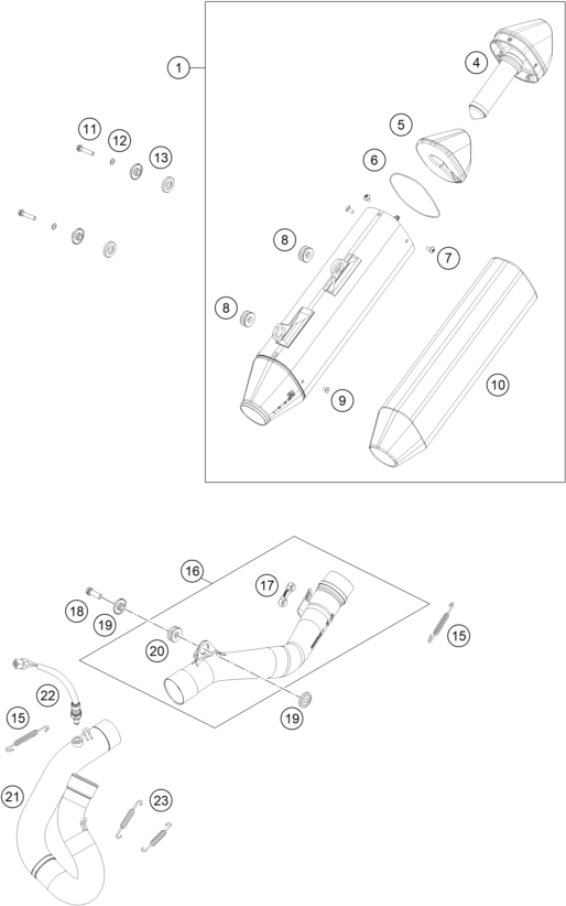 Sprängskiss: Exhaust System – KTM 500 EXC-F 2021
