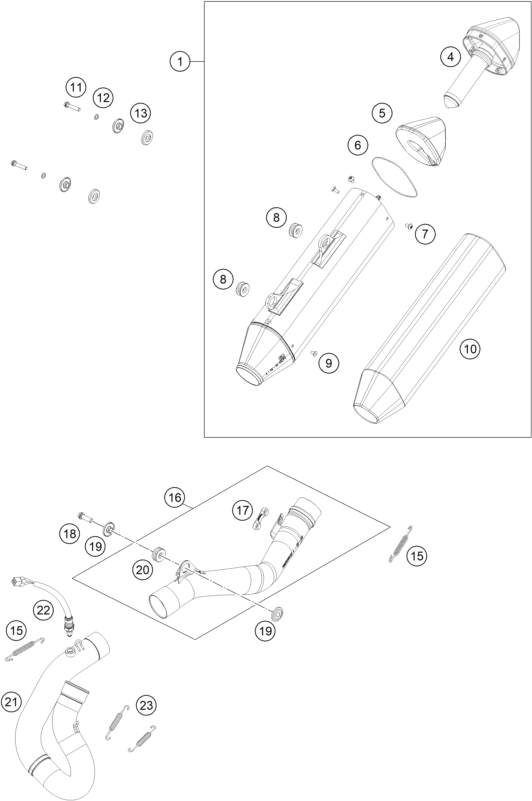 Sprängskiss: Exhaust System – KTM 500 XCF-W 2020