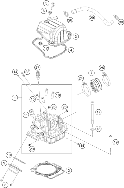 Sprängskiss: Cylinder Head – KTM 500 XCF-W 2020
