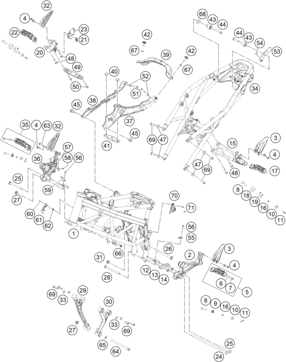 Sprängskiss: Frame – KTM 390 DUKE, silver - B.D. 2021