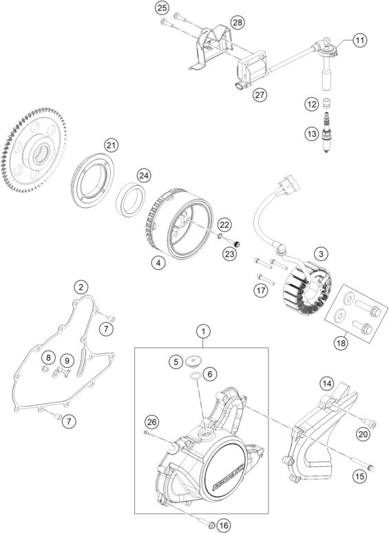 Sprängskiss: Ignition System – KTM RC 125, grey 2020