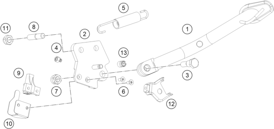 Sprängskiss: Side / Center Stand – KTM 200 DUKE, white B.D. 2022