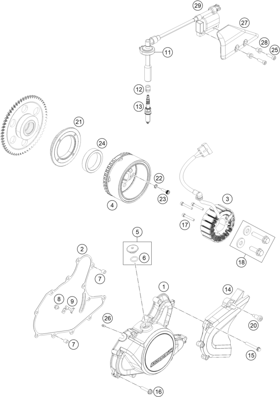 Sprängskiss: Ignition System – KTM 125 Duke, white 2020