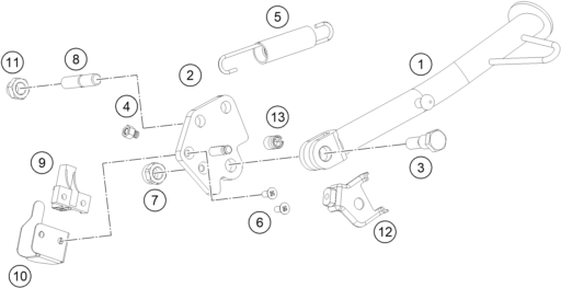 Sprängskiss: Side / Center Stand – KTM RC 390, white - B.D. 2020