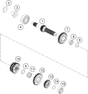 Sprängskiss: Transmission I - Main Shaft – KTM 390 ADVENTURE, white - CKD