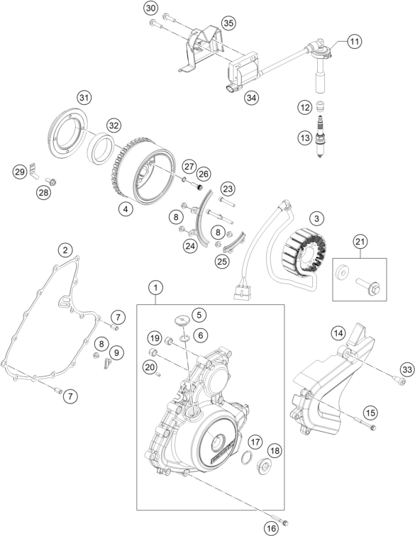 Sprängskiss: Ignition System – KTM RC 390, white - B.D. 2020