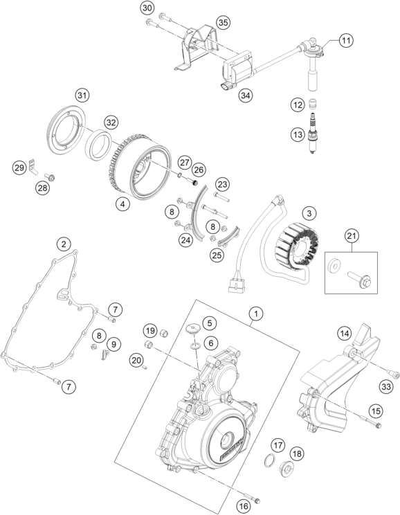 Sprängskiss: Ignition System – KTM RC 390, white 2020