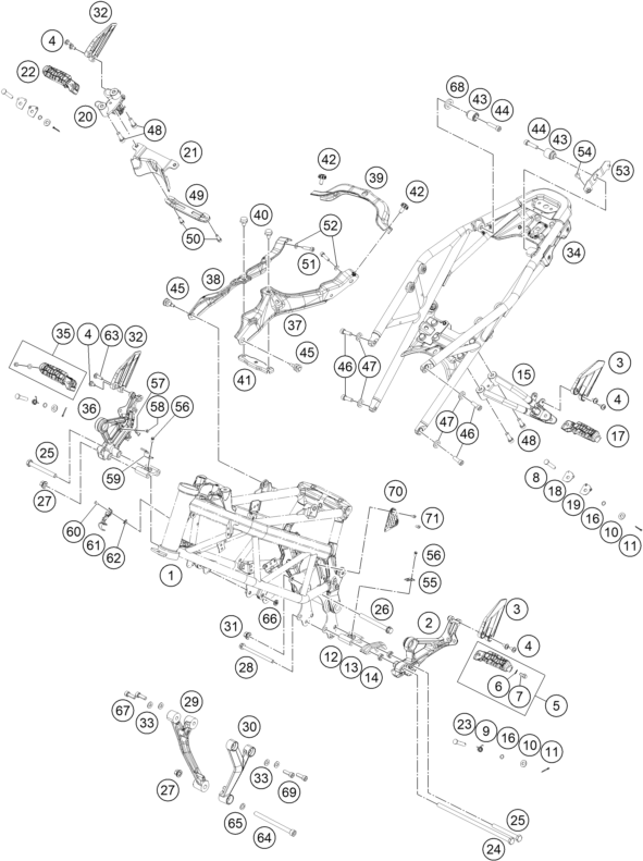 Sprängskiss: Frame – KTM 200 DUKE, grey 2023