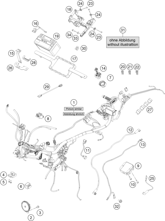 Sprängskiss: Wiring Harness – KTM 200 DUKE, grey, ABS-CKD