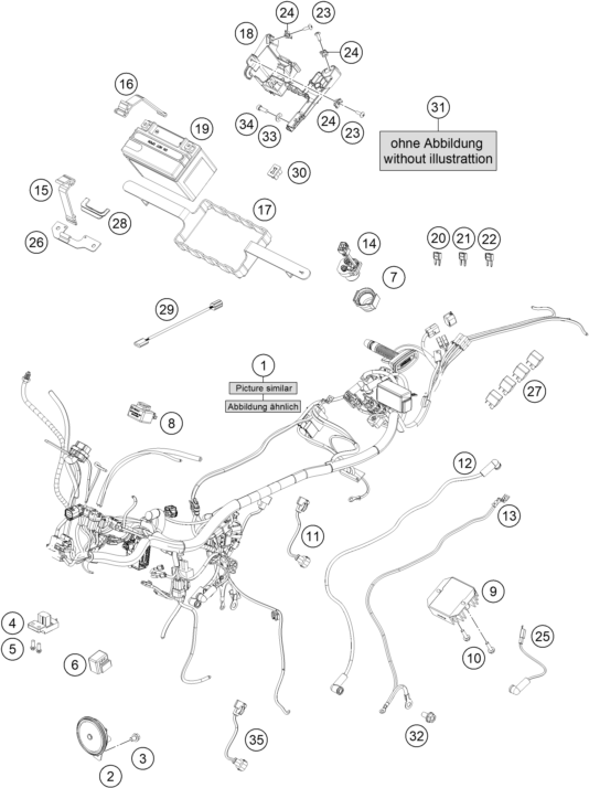 Sprängskiss: Wiring Harness – KTM 200 Duke, orange - B.D. 2020
