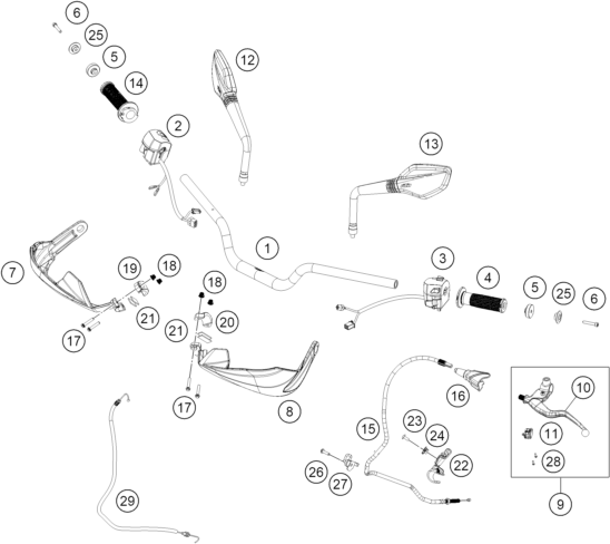 Sprängskiss: Handlebar, Controls – KTM 250 ADVENTURE, black 2021