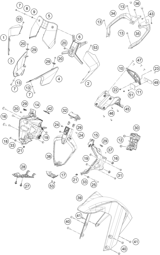 Sprängskiss: Mask, Fenders – KTM 250 ADVENTURE, black 2021