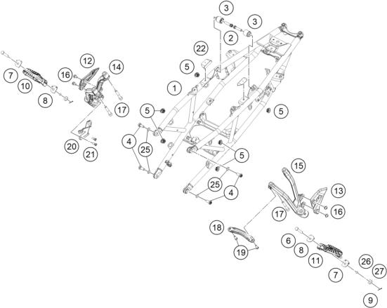 Sprängskiss: Subframe – KTM 390 ADVENTURE, white - CKD