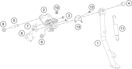 Sprängskiss: Side / Center Stand – KTM 390 ADVENTURE, white - CKD