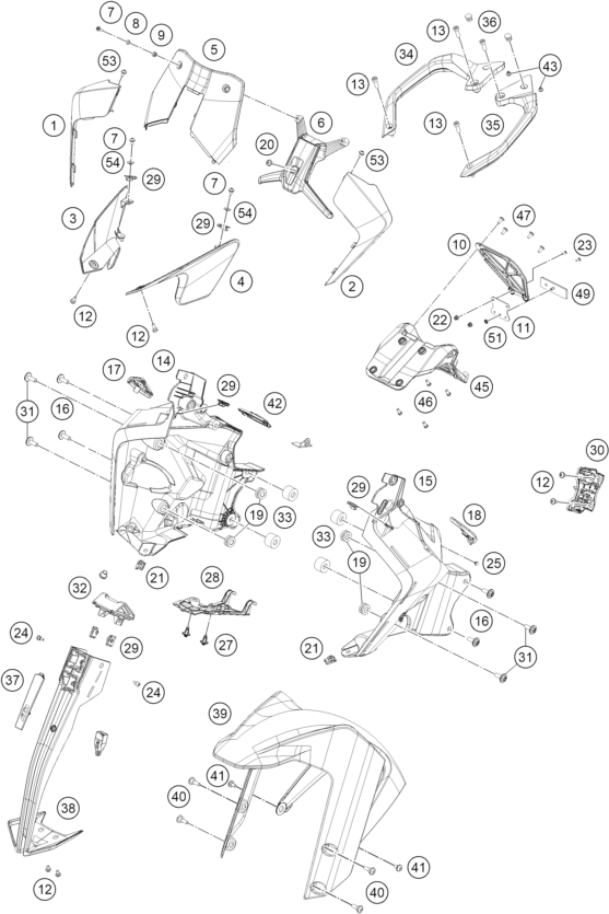 Sprängskiss: Mask, Fenders – KTM 390 ADVENTURE, white - CKD