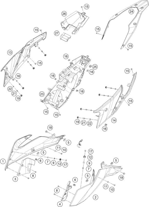 Sprängskiss: Side Trim – KTM 390 ADVENTURE, white - CKD
