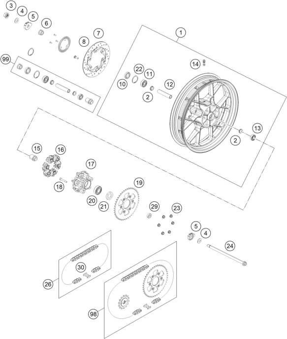 Sprängskiss: Rear Wheel – KTM 250 ADVENTURE, black 2021