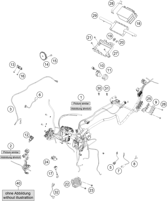 Sprängskiss: Wiring Harness – KTM 390 Adventure, white - B.D. 2020