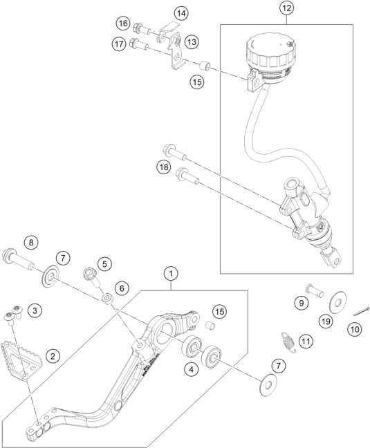 Sprängskiss: Rear Brake Control – KTM 390 ADVENTURE, white - CKD