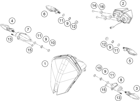 Sprängskiss: Lighting System – KTM 390 ADVENTURE, white - CKD