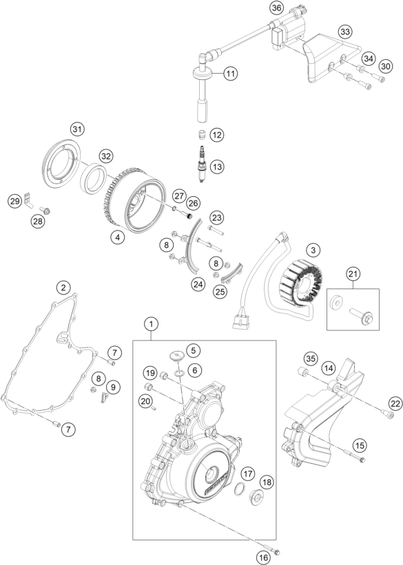 Sprängskiss: Ignition System – KTM 390 ADVENTURE, white - CKD