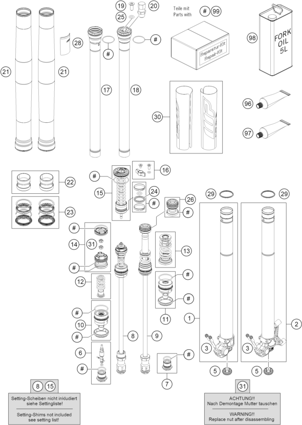 Sprängskiss: Front Fork Disassembled – KTM 450 SMR 2021