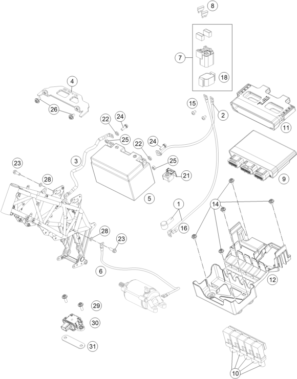 Sprängskiss: Battery – KTM 690 SMC R 2022