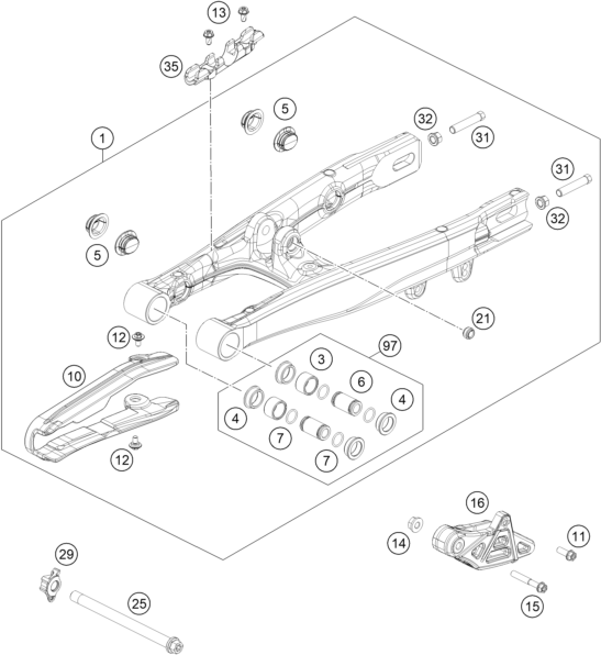 Sprängskiss: Swing Arm – KTM 50 SX FACTORY EDITION 2021