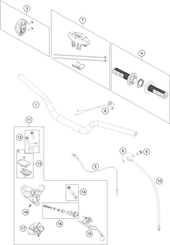 Sprängskiss: Handlebar, Controls – KTM 65 SX 2022