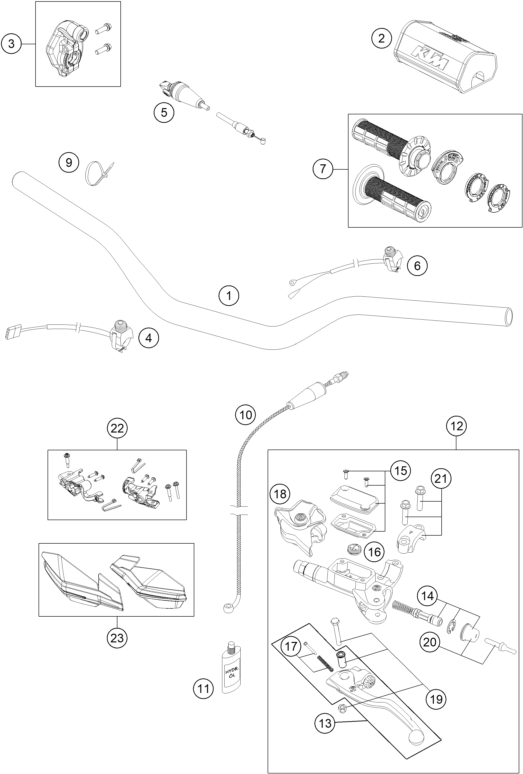 Sprängskiss: Handlebar, Controls – KTM 125 XC 2022