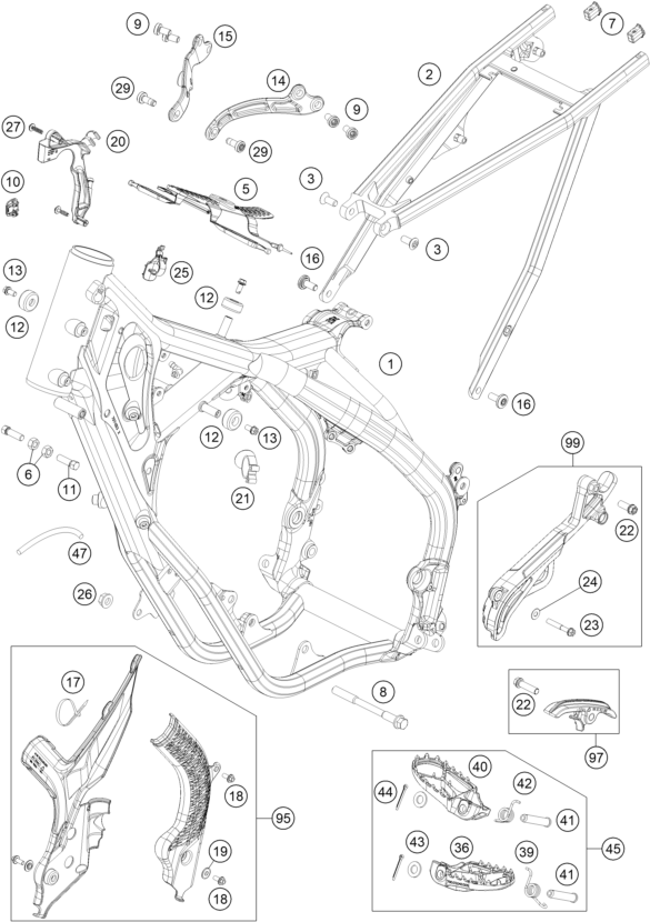 Sprängskiss: Frame – KTM 150 EXC TPI 2021