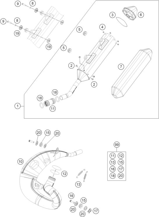 Sprängskiss: Exhaust System – KTM 150 XC-W TPI 2022
