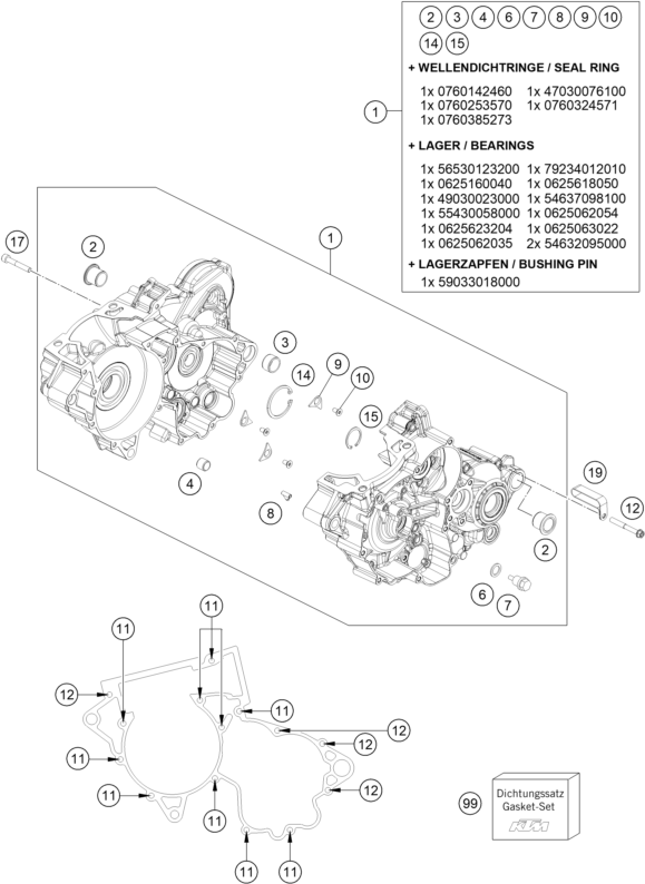 Sprängskiss: Engine Case – KTM 250 SX 2021