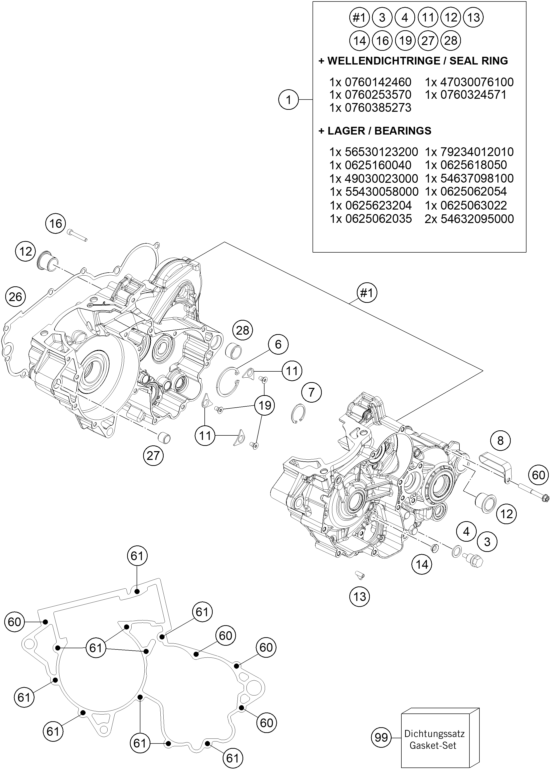 Sprängskiss: Engine Case – KTM 300 EXC CKD 2023