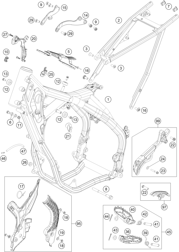 Sprängskiss: Frame – KTM 250 EXC TPI 2022