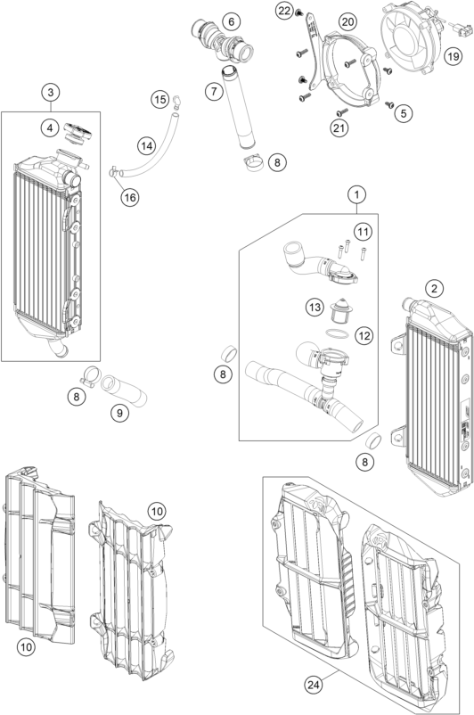 Sprängskiss: Cooling System – KTM 300 XC-W 2023